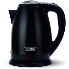 Електрически чайник Rosberg от неръждаема стомана, 1800W, 1.8L, автоматично изключване, херметичен капак, ЧЕРЕН