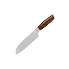 Професионален кухненски нож Santoku – дамаска стомана, 17,8 см, дръжка от орехово дърво