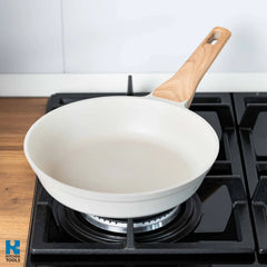 Алуминиев дълбок тиган, 24x7 см, съвместим с индукция, мраморно керамично незалепващо покритие, Goldmann