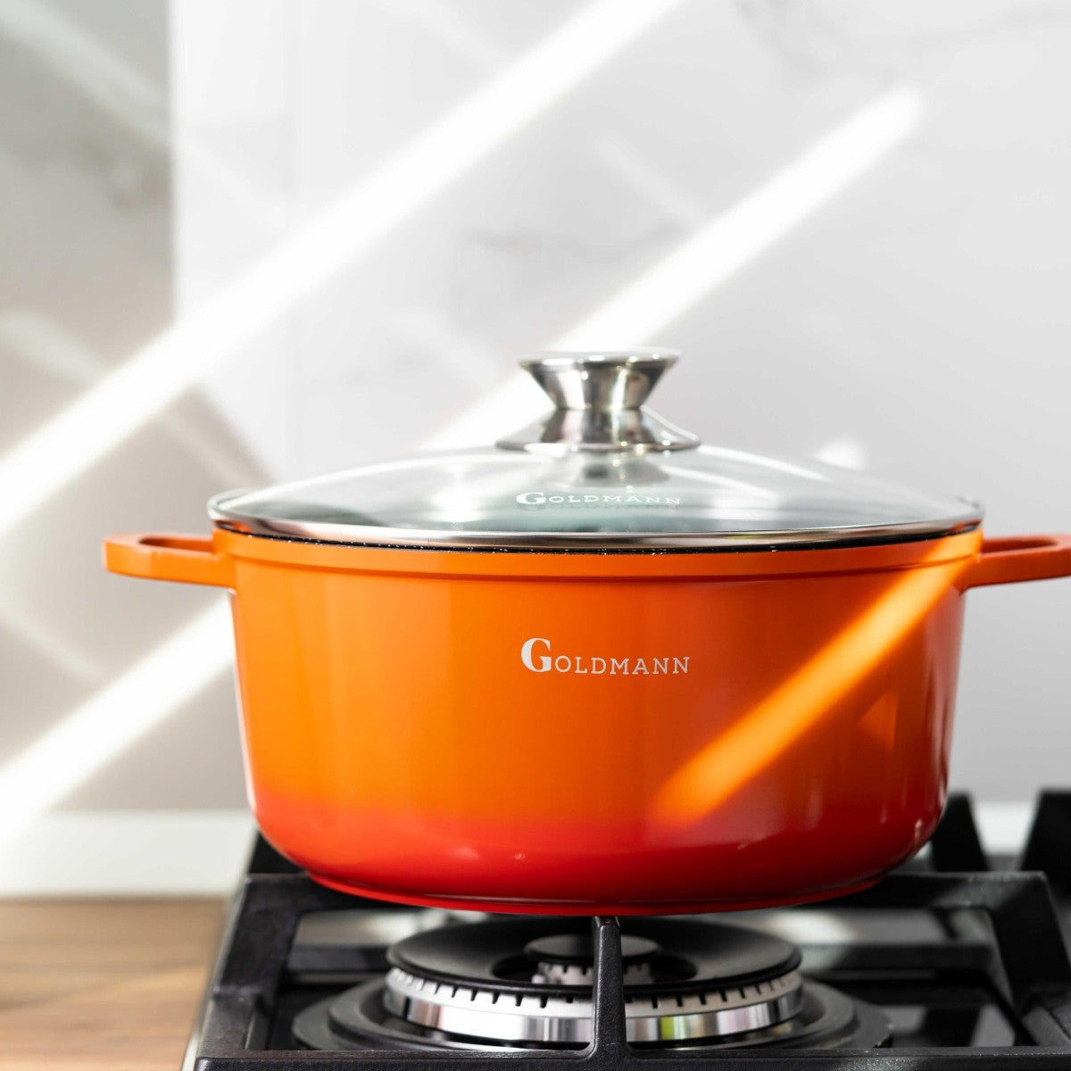 Мрамориран съд за готвене с незалепващо покритие 6,5 л, 28x12,5 см, алуминиева отливка, екологично чист, Goldmann