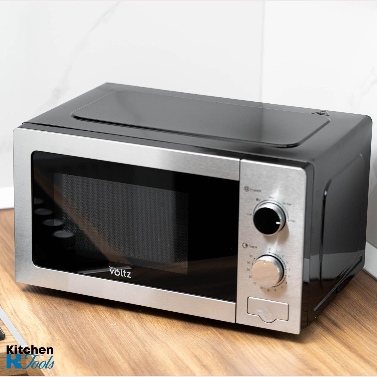 Микровълнова фурна, 700W, 20 литра, таймер 35 минути, 5 степени на нагряване, размразяване, въртяща се тава, Oliver Voltz, сива