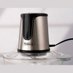 Електрически блендер/чопър, 500W, 2 скорости, 3 литра, 4 стоманени остриета, Rosberg, цвят сив