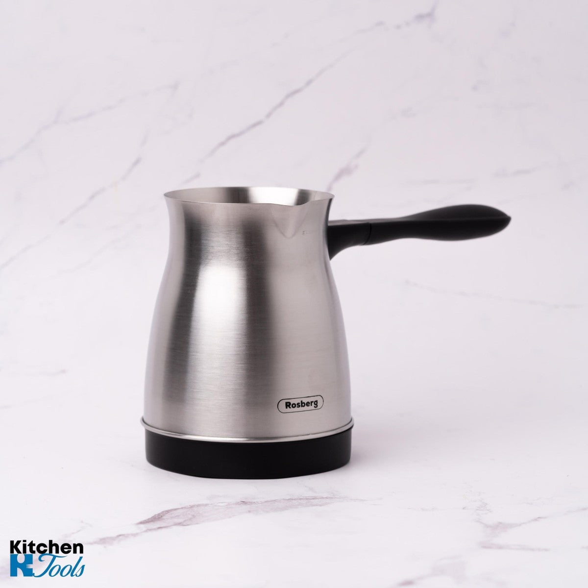 Електрическа кана за турско кафе Rosberg, 600W, 6 чаши, Неръждаема стомана, Неръждаема/Черна