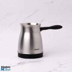 Безжична електрически чайник за турско кафе Rosberg, 600W, 6 чаши, Неръждаема стомана, Инокс/Черен