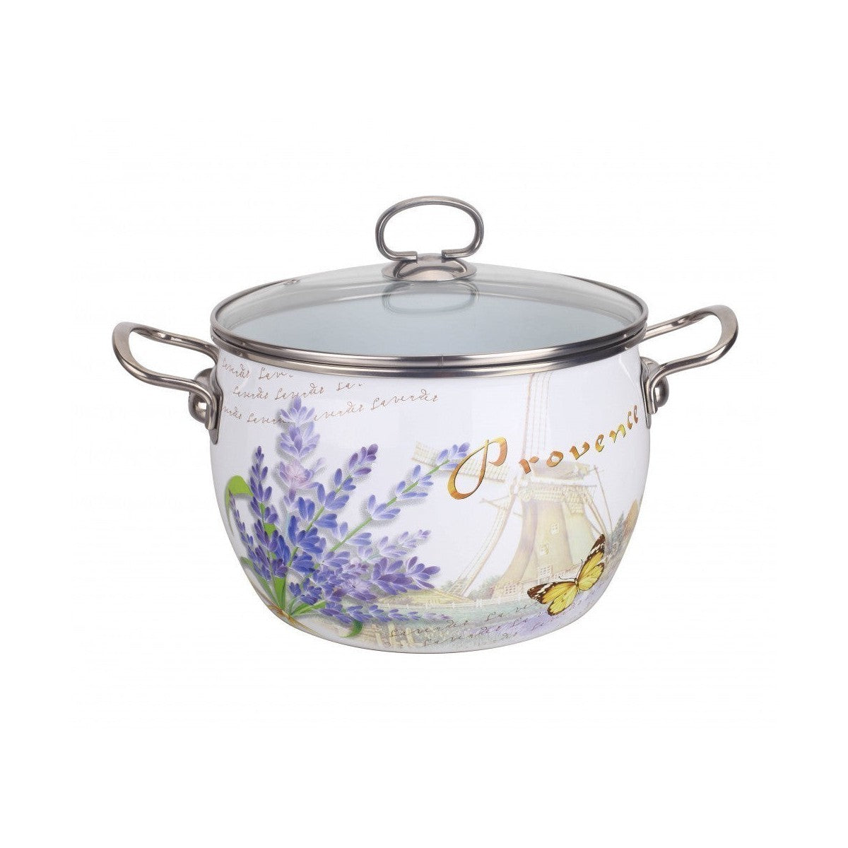 Емайлирана тенджера 3.4л, 20см, капак йена Bohmann, модел лавандула