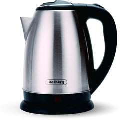 Електрически чайник , 1800W, 1.8L, Rosberg неръждаема стомана, автоматично изключване, херметичен капак, сребриста