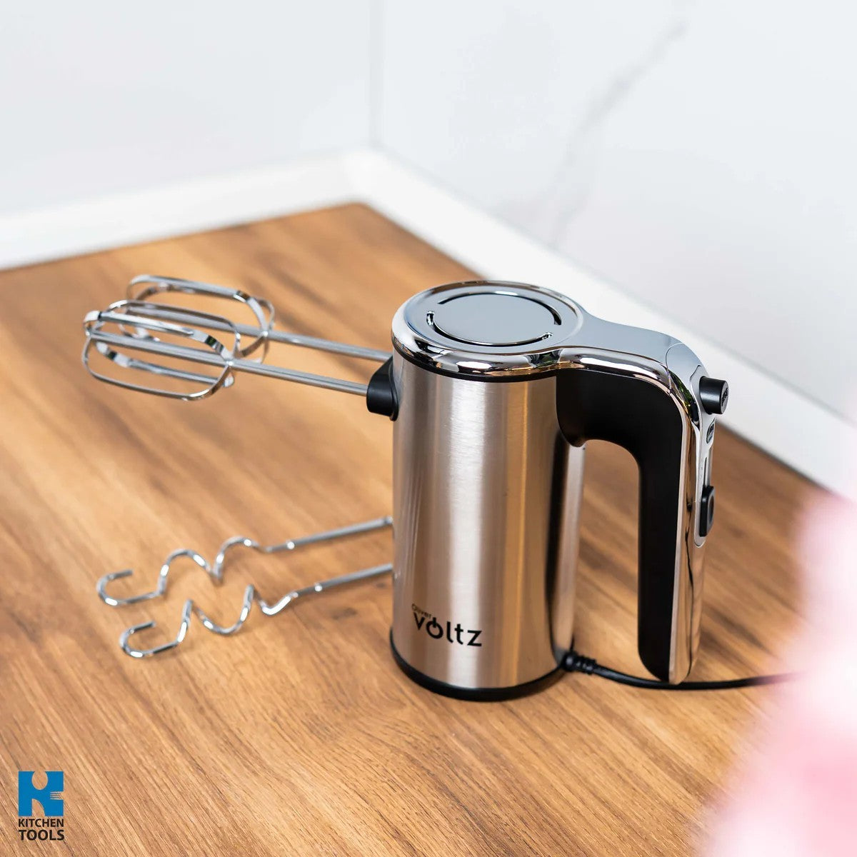 Ръчен миксер, 500W, турбо функция, 2 комплекта никелирани бъркалки, 5 скорости, Oliver Voltz, сребрист