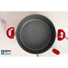Касерола Bohmann 2,6 л, червена, мраморно покритие вътре и вън, от кован алуминий, 24x10 см, индукция, червена
