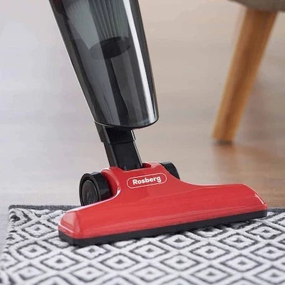 ВЕРТИКАЛНА ПРАХОСМУКАЧКА 2 В 1 Rosberg, 600W, 800 ml, HEPA филтър, циклонна система, ЧЕРВЕНА, без торба