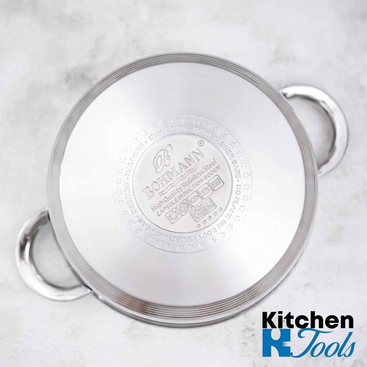 Комплект 6 тенджери Bohmann, (5.1L, 6.6l, 7.7L), индукция, със стъклен капак, неръждаема стомана