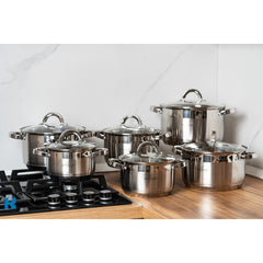 Комплект тенджери от 12 части неръждаема стомана Bohmann, Induction, PREMIUM, Австрия
