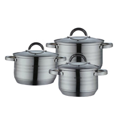 Комплект от 3 тенджери от неръждаема стомана с капак, 2.1л, 2.9л, 3.9л, Bohmann