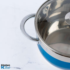 Комплект от 8 части, термоустойчиви тигани от неръждаема стомана, 1.8l/2.5l/3.5l/5.9l, Bohmann, сини
