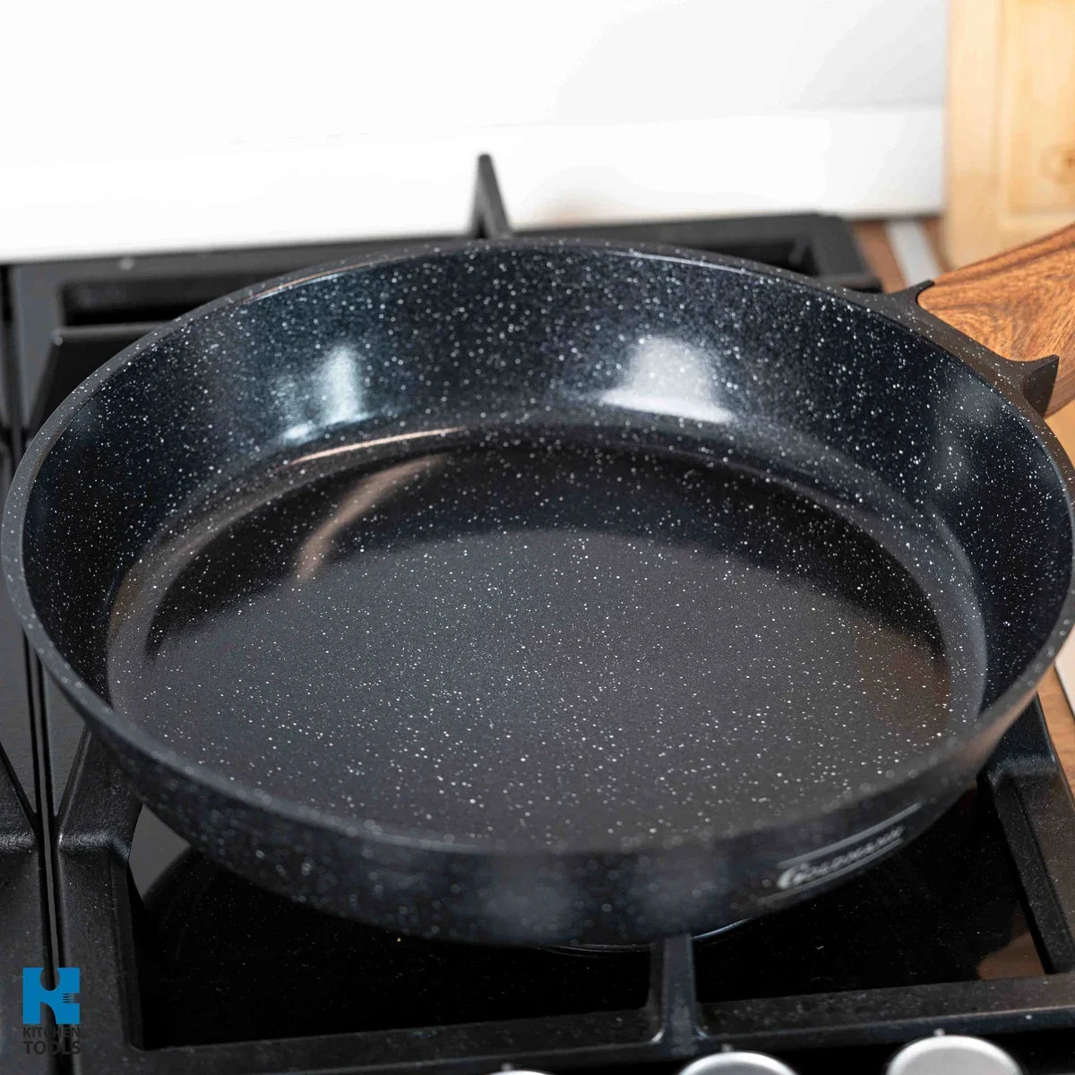 Алуминиев дълбок тиган, 24x7 см, съвместим с индукция, мраморно керамично незалепващо покритие, Goldmann