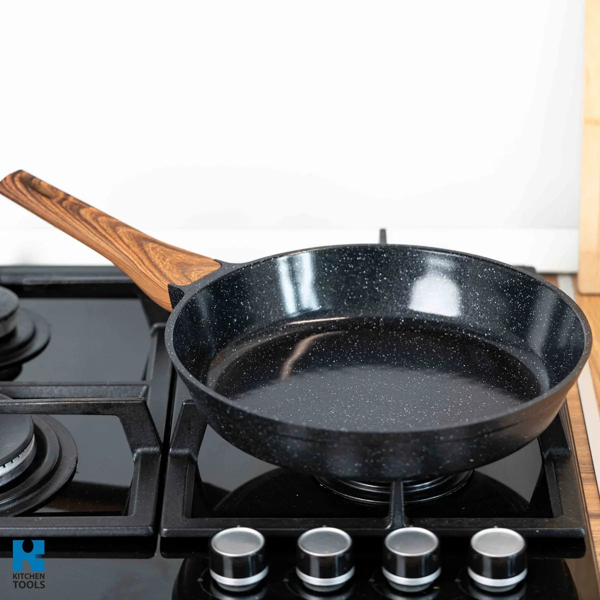 Алуминиев дълбок тиган, 24x7 см, съвместим с индукция, мраморно керамично незалепващо покритие, Goldmann